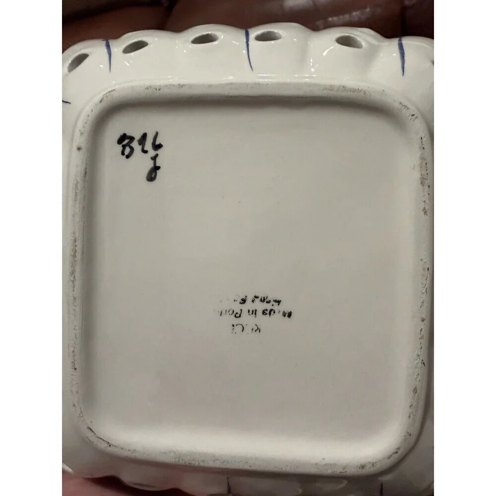 RCCL Portugal Porcelain Hand Painted Square Basket w/ Braided Handle- Christmas